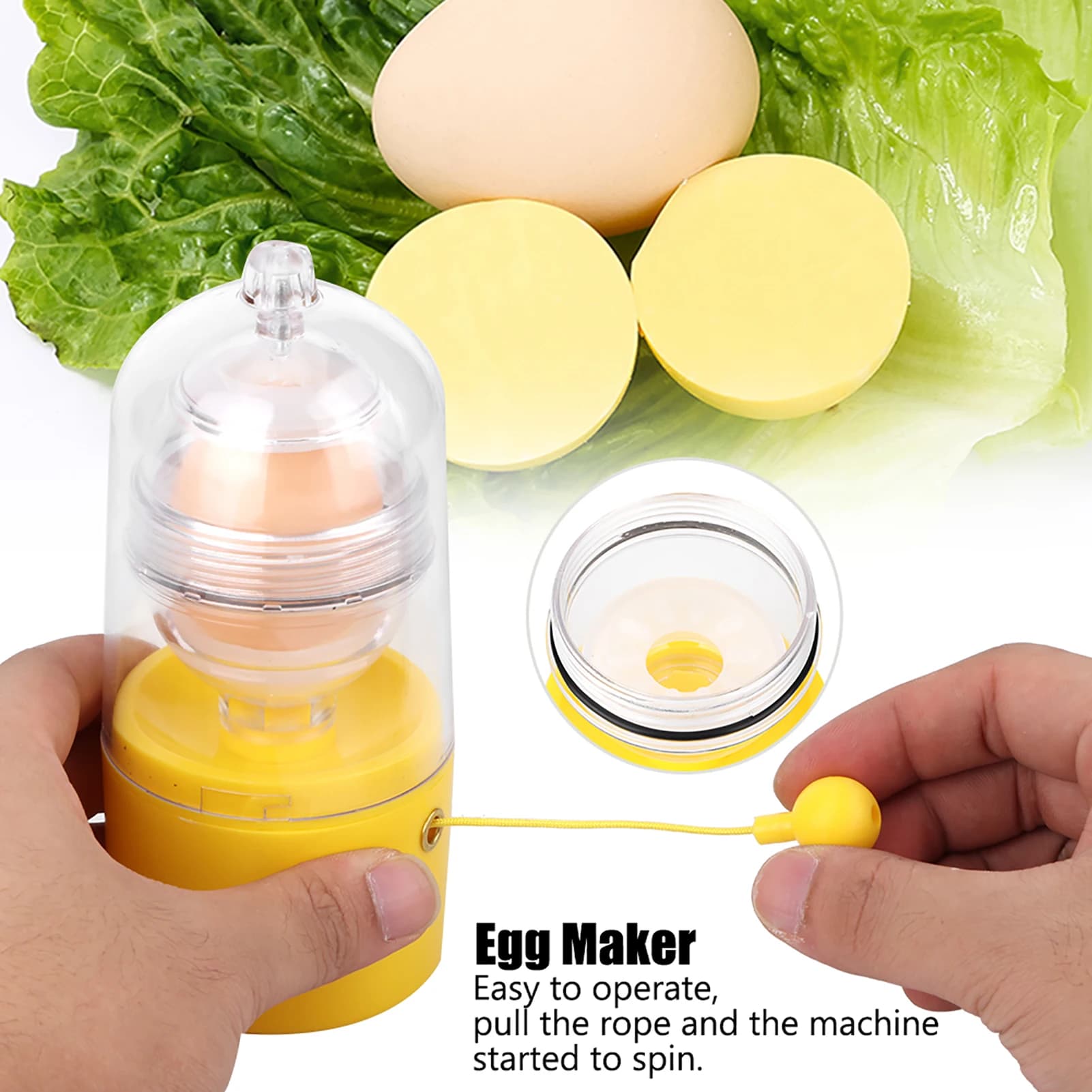 Scrambler per uova Shaker Frusta Alimentata a mano Golden Egg Maker Uova Tuorlo Miscelatore bianco Gadget da cucina