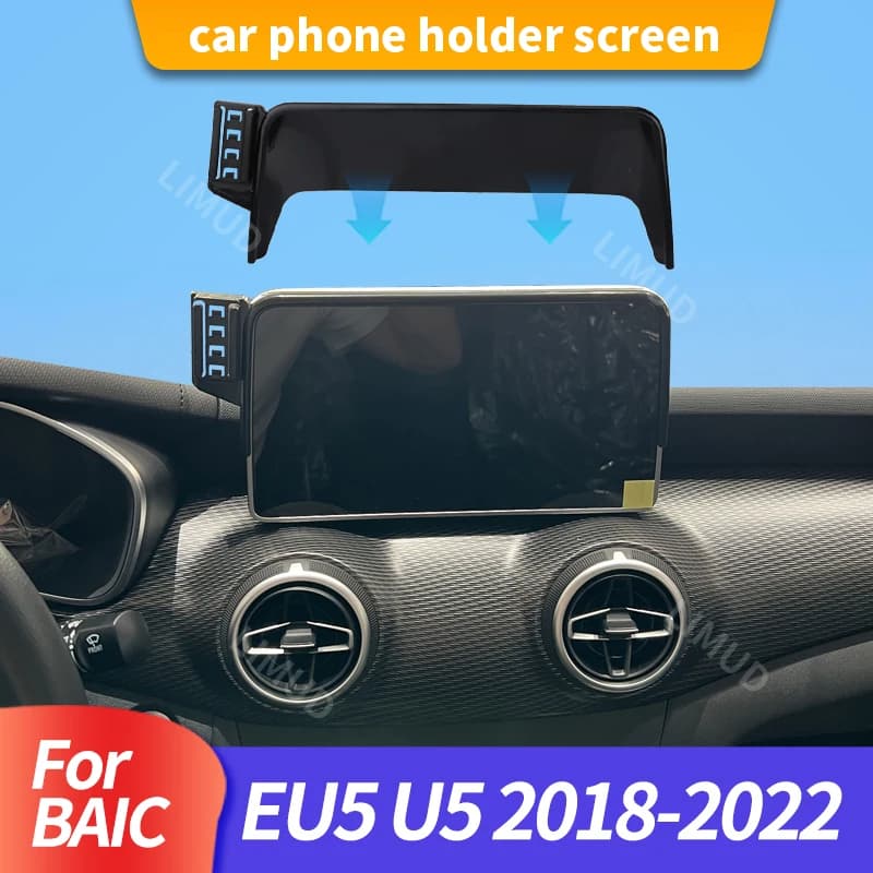 Supporto per telefono fisso per navigatore da auto, adatto per BAIC EU5 U5 2018-2022, supporto per navigatore con schermo da 9 pollici con scatola portaoggetti