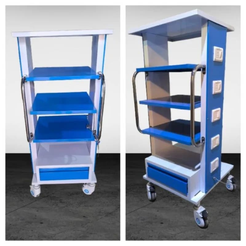 Carrello per monitor ospedaliero S.S Supporto medico in acciaio inossidabile di alta qualità con rack di stoccaggio