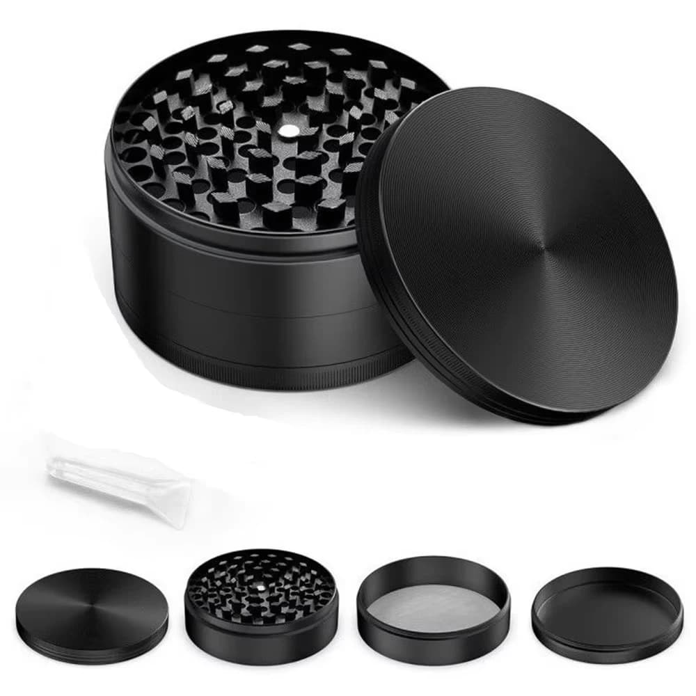 Grinder per Erbe in Metallo da 1.6/2/2.2 Pollici, Macinino Manuale a 4 Strati per Tabacco, Spezie, Pepe, Erbe Grezze, Accessori per Fumatori