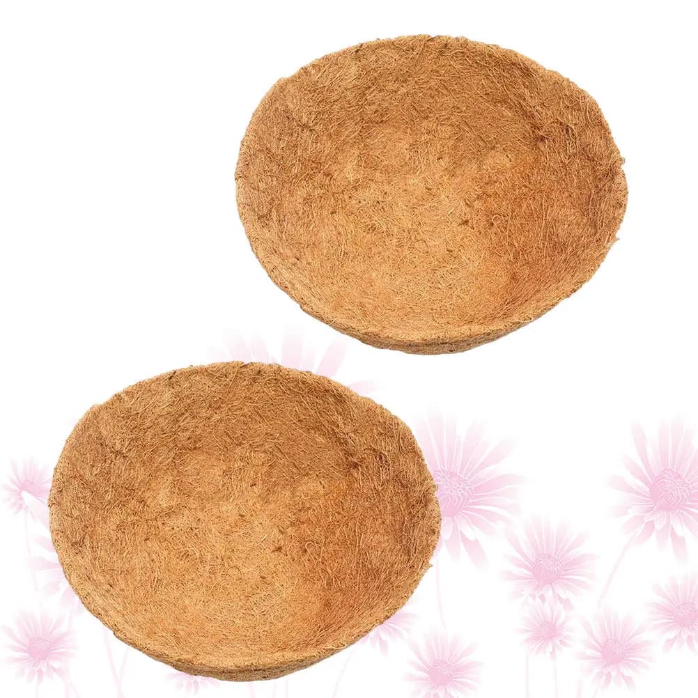 2Pcs Coconut Palm Fiber Half Ball Flowerpot Liner Cushion 45Cm Natural Latex Breathable Hydrophobic Plant Pot Mat Flower Basket