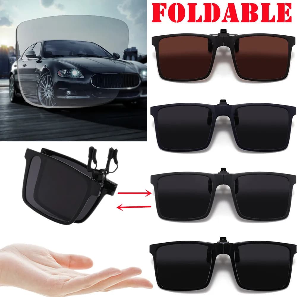 Occhiali da sole pieghevoli da uomo Clip TR-90 occhiali facili da capovolgere Clip polarizzata UV400 proteggi gli occhi Clip luminosa sul telaio