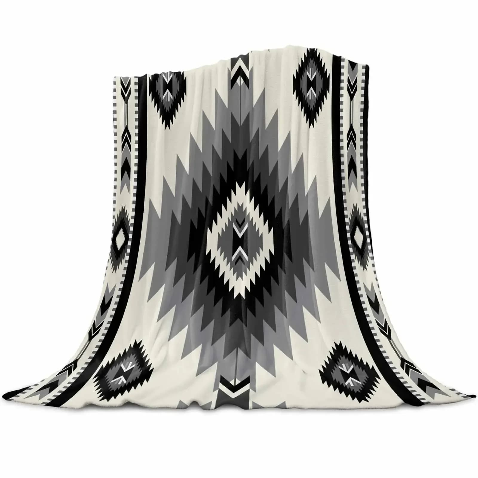1pc Indian Geometry Graphics Throws Blankets for Sofa Bed Winter Soft Plush Warm Sofa Throw Blanket Holiday Gifts