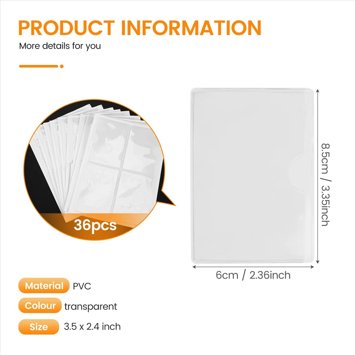 RYOST 36 pezzi porta carte per etichette autoadesive tasche per indice porta carte in plastica trasparente 6X8.5 cm porta etichette adesive