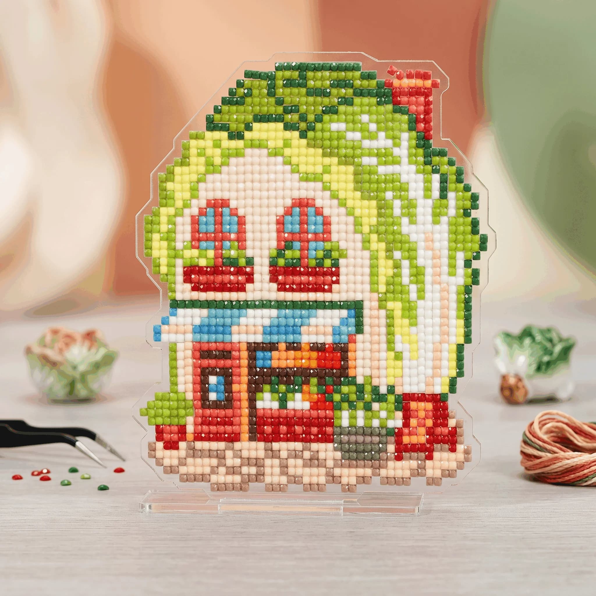Foreveryoung Chinese Cabbage Hut 3D Diamond Painting Stand Kit, 4.6"×5.18" (11.68×13.16cm) Resin Square Diamonds,Tabletop Decor