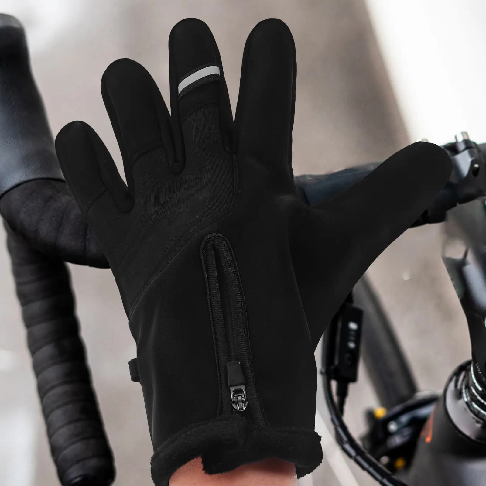 1 paio di guanti invernali da ciclismo per uomo, caldi, antivento, con touch screen, per bici, corsa all'aperto, pesca, ciclismo, uso in condizioni di freddo