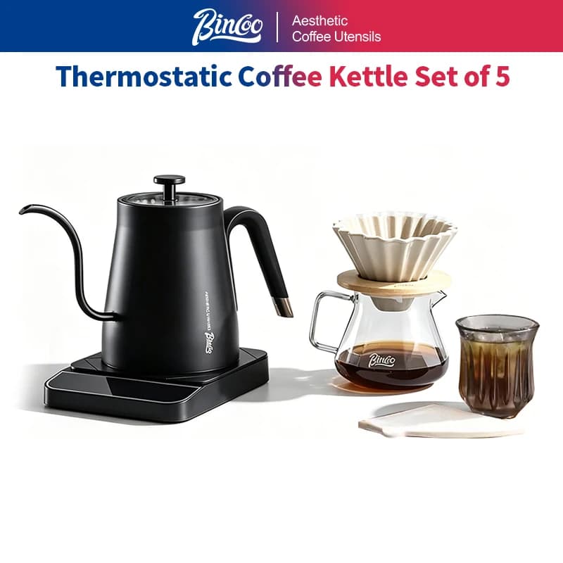 BINCOO 800ML Intelligente Controllo della Temperatura Costante Bollitore Elettrico Preparato A Mano Caffettiera A Collo di Cigno Pentola Barista Strumenti 220V