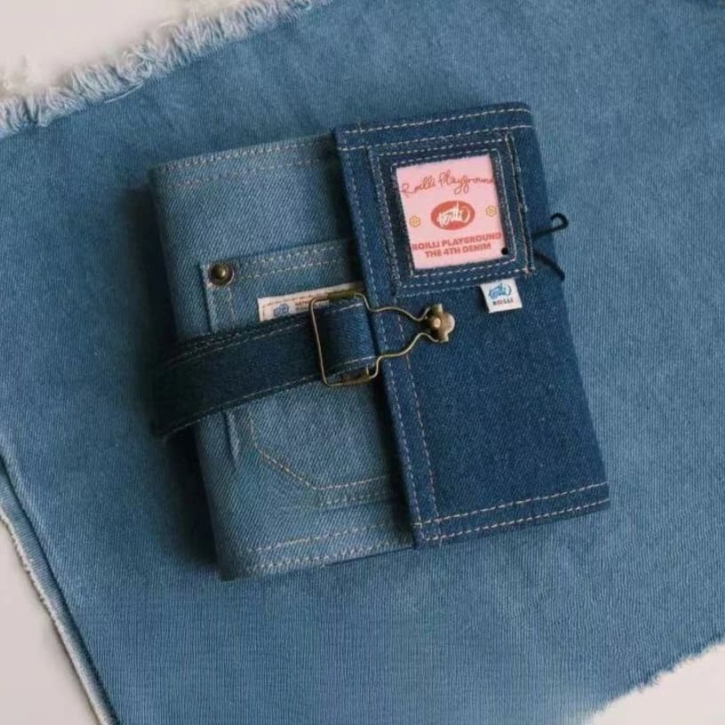 INS Denim Notebook A7 6-Ring Binder Planner Pocket Planner Card Postcard Storage Refillable Cover Daily Schedule Office Journal