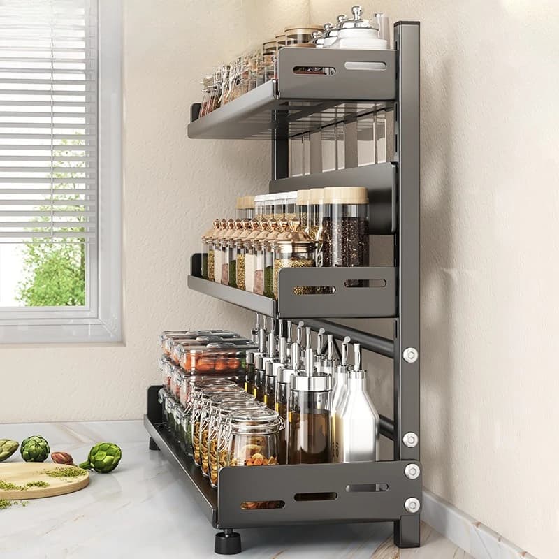 Kitchen wall mount wall mount, without drill, multilayer shelf for knives and tools