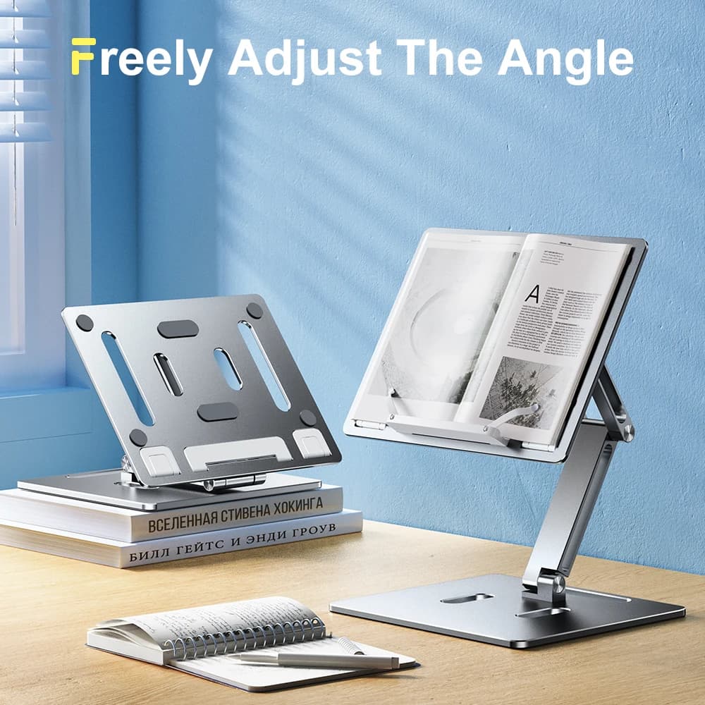 Supporto per laptop in alluminio Supporto per lettura regolabile in altezza con base pieghevole Supporto per tablet con supporto per iPad da tavolo per notebook