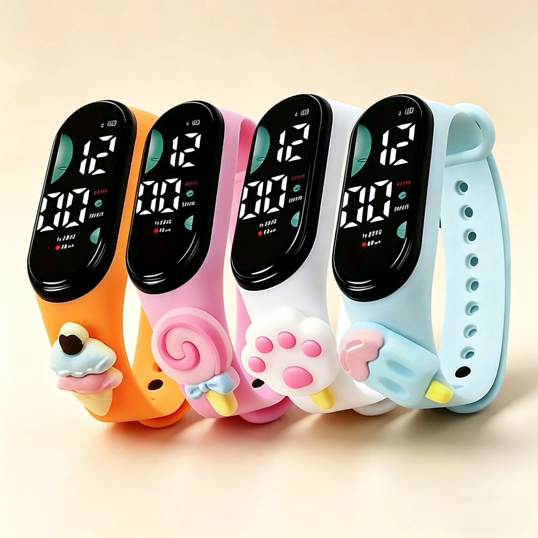 Simpatico orologio digitale con cartoni animati 3D - Orologio da polso con cinturino in silicone con display LED impermeabile per donne e ragazze