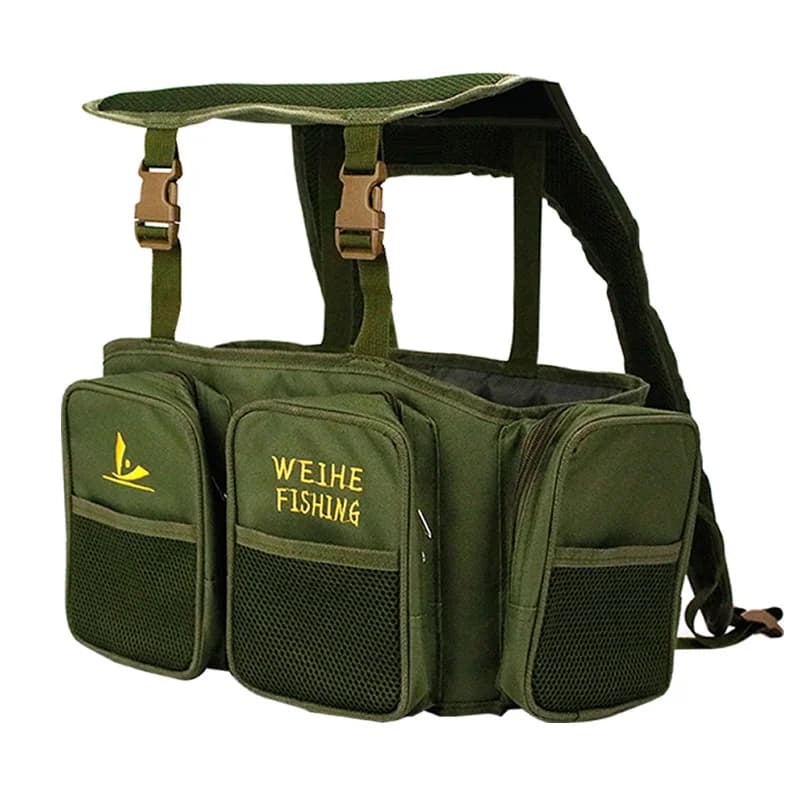 317 # Green sling bag for sea fishing to carp, pocket for backpack converter, for all seat boxes, two-layer equipment boxes