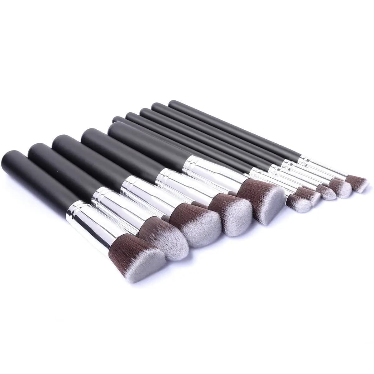Set of 10 Mini Portable Makeup Brushes, Soft Umbrella Brushes, Fondotinta, Cipria, Labbra and Ciglia