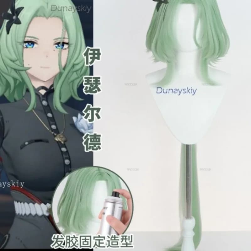 Costumi Completi e Set per Cosplay di Isolde da Zenless Zone Zero, con Parrucca Verde Resistente al Calore Inclusa