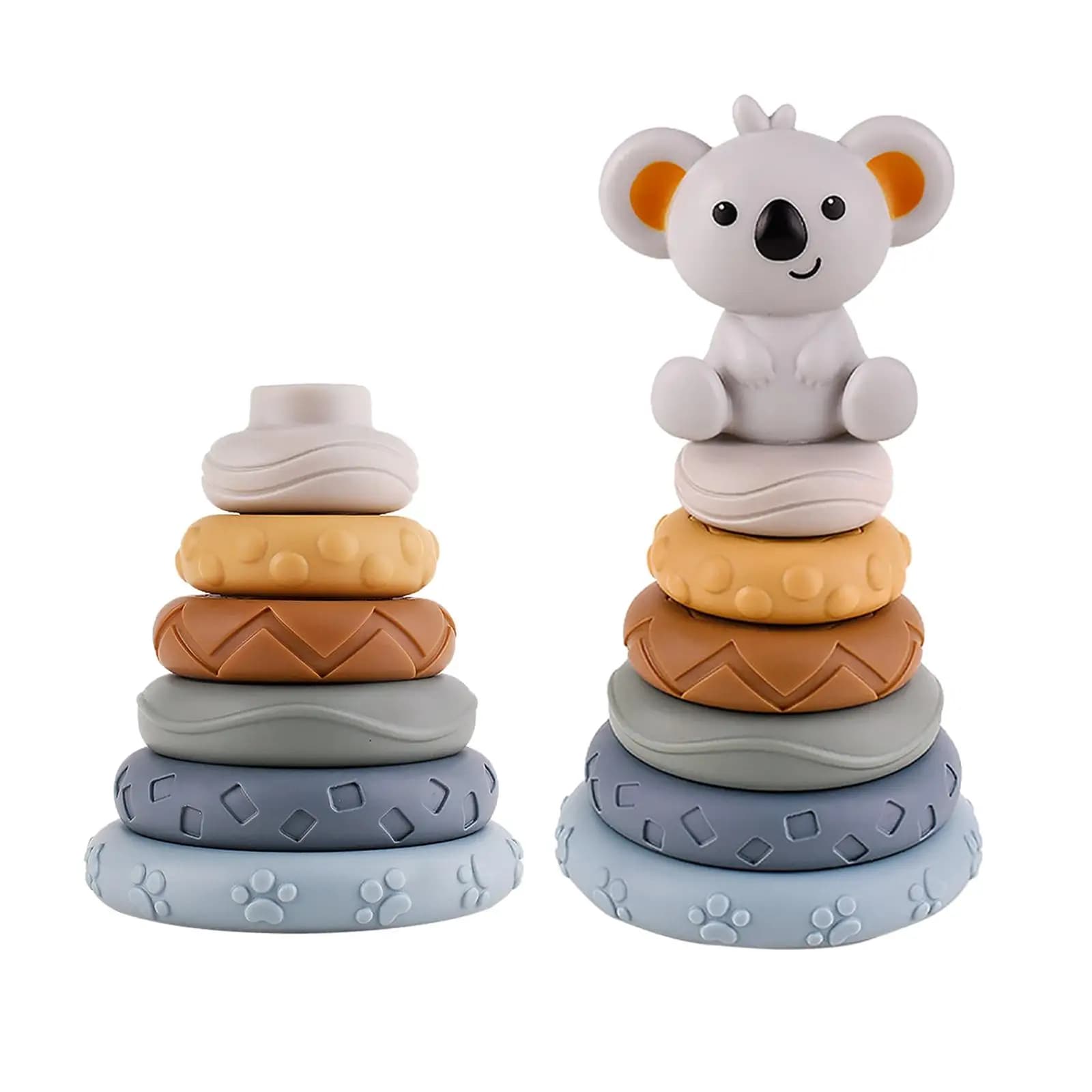 Silicone Stacking Rings Teether Toy Bath Toy Stacker Blocks for 6-18 Months