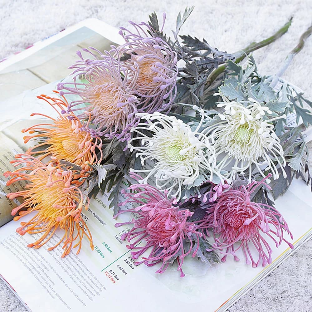 Artificial flowers Short branches Crab crab claw 2 Fork Pincushion Festival Ghirlanda Vase for house Decoration of the wedding room Fake plants