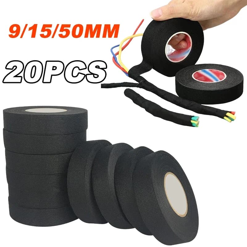 Electric Insulating Tape Heat Resistant Wiring Tape 9/15/50MM Harness for Car Waterproof Frame Protection Tape