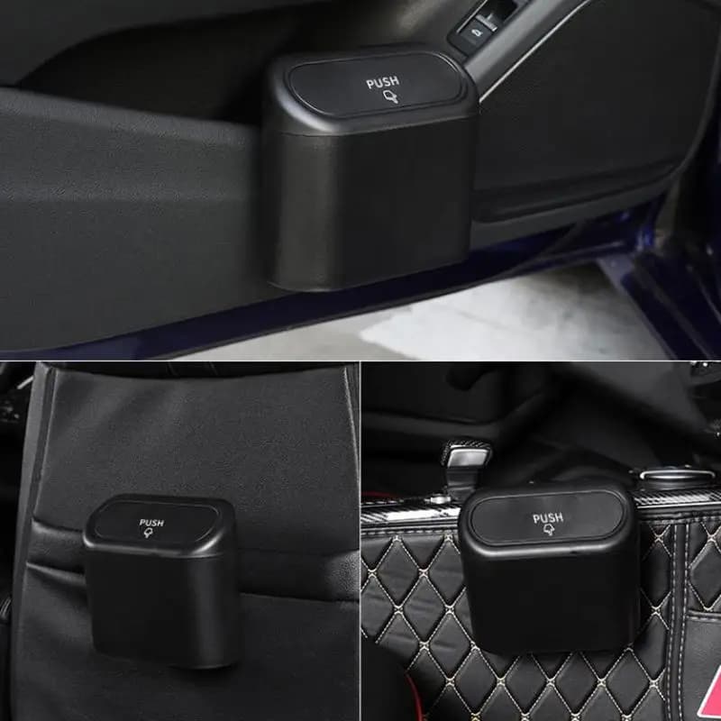 Lidded Mini Car Trash Can Leakproof Auto Interior Waste Bin with Disposable Garbage Bags