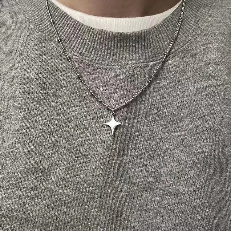 Simple Trendy Star Hollow Choker Neck Pendant Necklace Jewelry Men's Fashion Party Chain Necklace