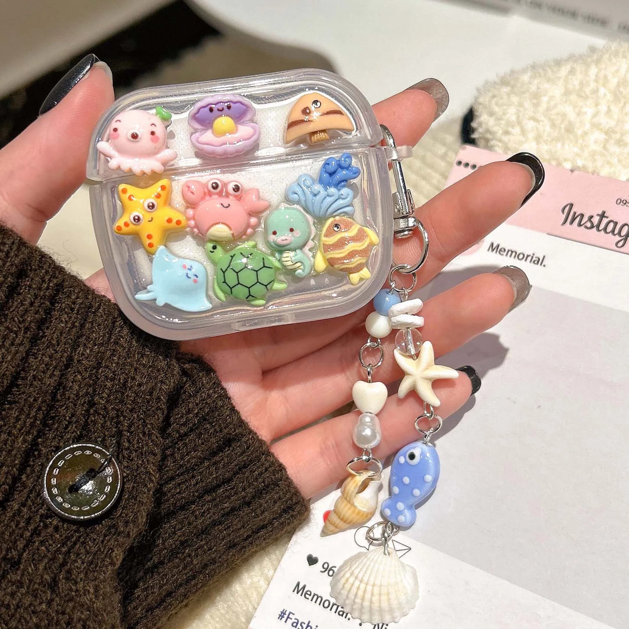 Custodia per auricolare antiurto Sea 3D Stars Fruit per Apple Airpods 4 2 3 1 Pro 2nd scatola di ricarica per custodia per auricolari Bluetooth wireless