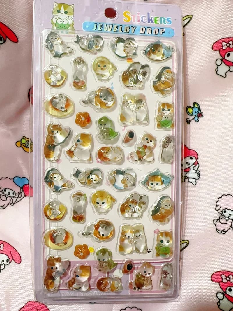 New Hot 3D Mofusand Solid Crystal Relief Stickers Cute Cartoon Shark Cat Sticker Toys DIY Phone Case Decor Aesthetic Stationery