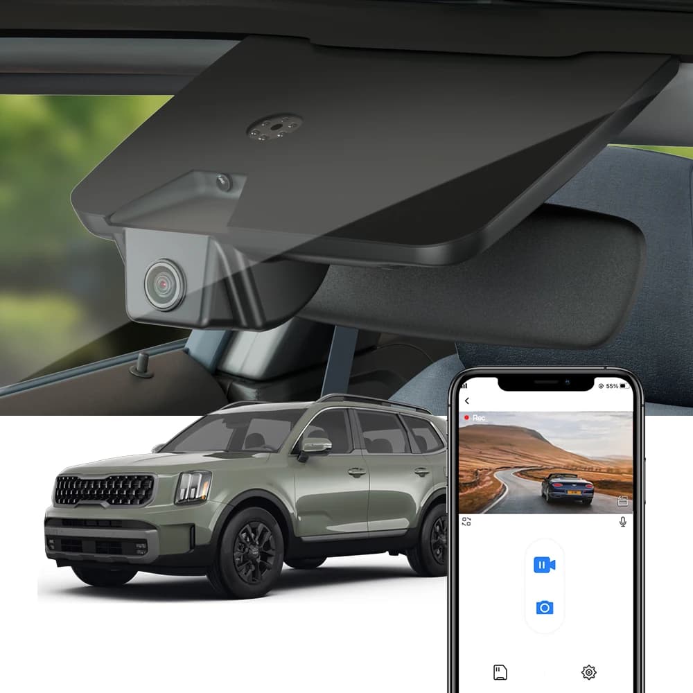 Fitcamx 4K Dash Cam for Kia Telluride 2020-2025, DVR for car with WiFi connection and left driving support
