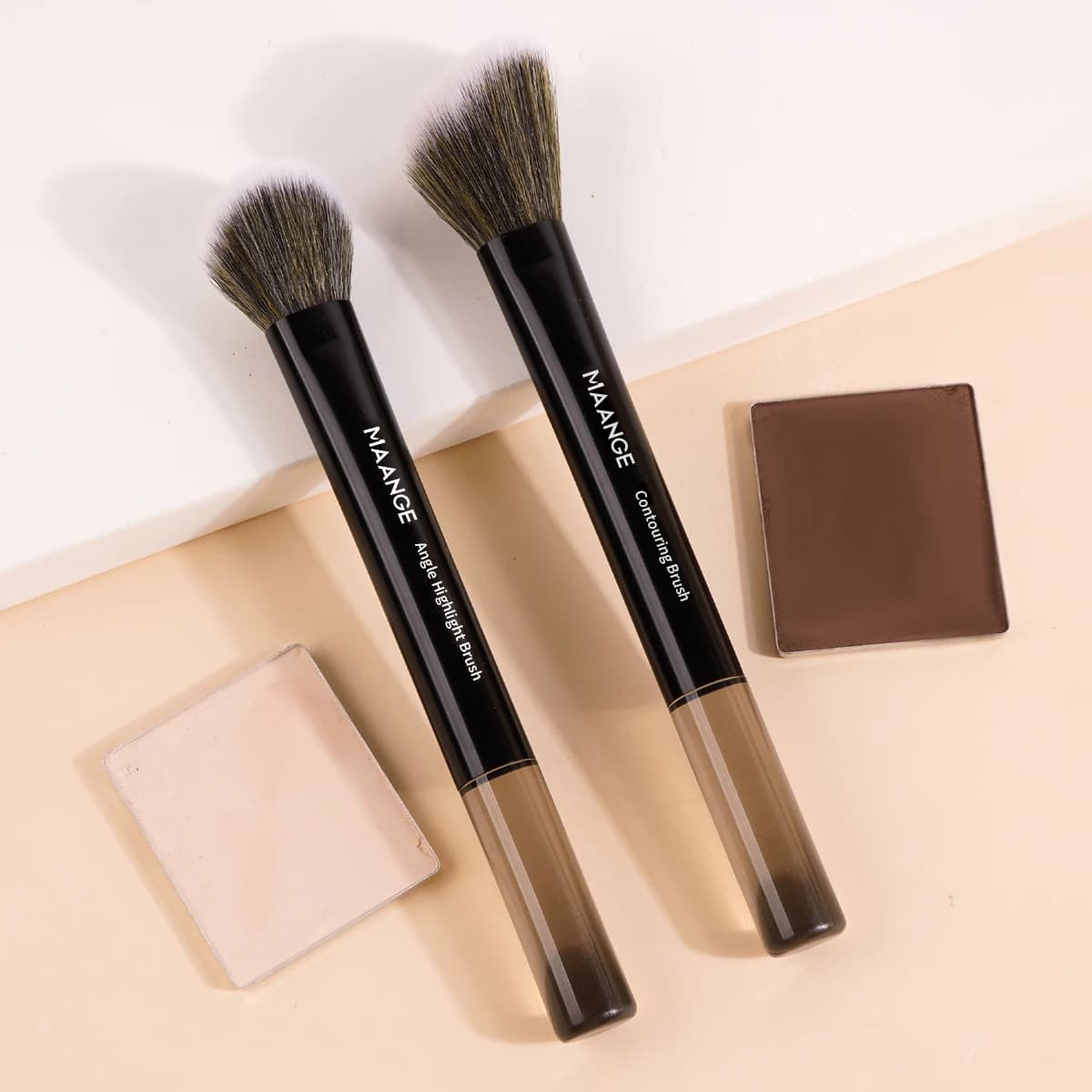 MAANGE 2 pieces Set of brushes for makeup synthetic hair concealer for face contour liquid cream Bronzer brush for polishing tools for makeup