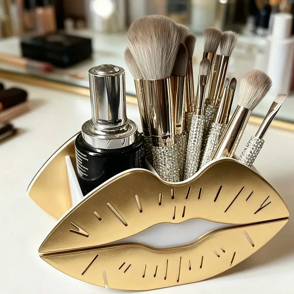 Contenitore portaoggetti con labbro a forma di bocca, in acrilico, per matite e cosmetici, organizer creativo per bagno