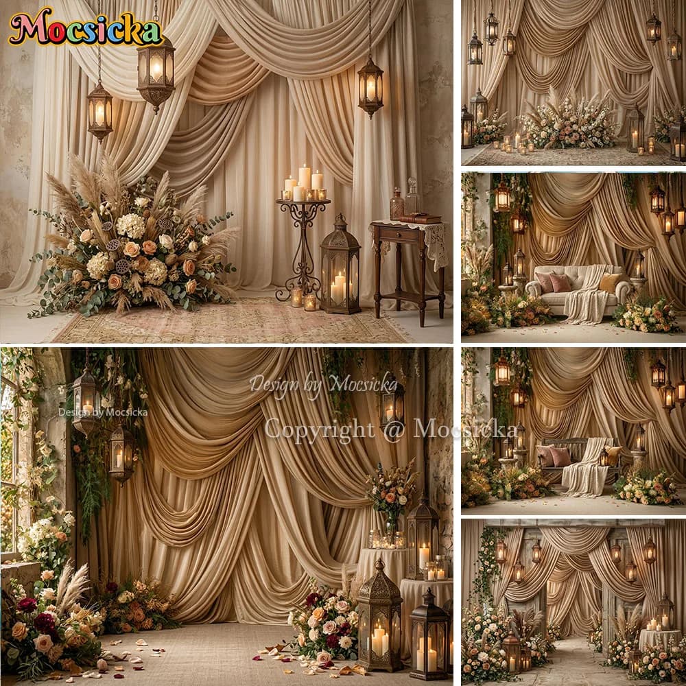 Sfondo Fotografico Boho Mocsicka, Tenda Beige per Matrimoni, Sfondo per Foto, Decorazione per Addio al Nubilato, Festa di Compleanno per Bambini, Studio Fotografico