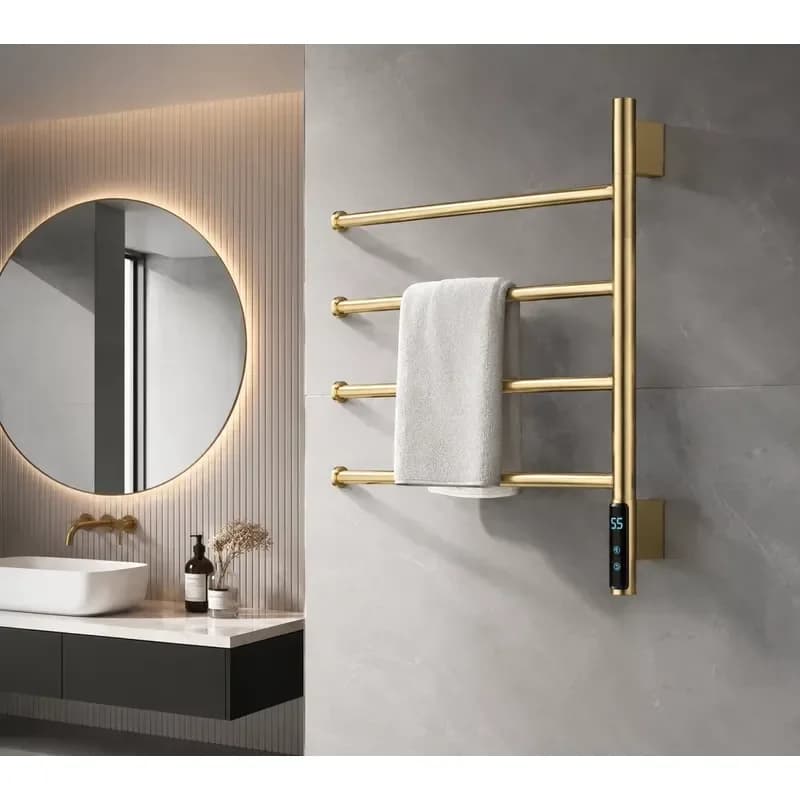 Smart Electric Towel Rack Rotary Stainless Steel Carbon Fiber Dryer for Bathroom Home Heating Bar Wall Mounted Space Saving