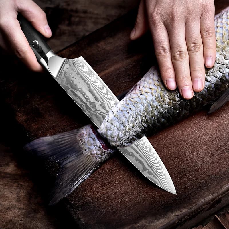 Damascus chef knife 8 inch kitchen knife Damascus steel knife Ultra sharp meat and vegetable knife Full sleeve with small tongue