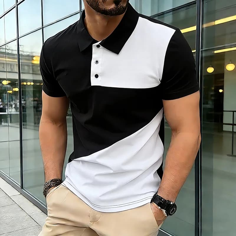 Polo da Golf Estive da Uomo con Patchwork Colorato, Camicia Elegante, Top Economici 2026, Polo da Uomo, T-shirt Streetwear