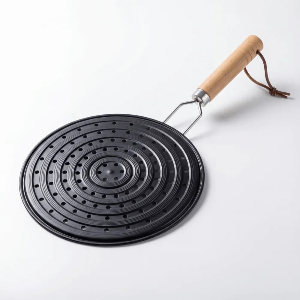 Diffusore di Calore in Acciaio Inox con Manico in Legno Antiscivolo, Adattatore per Induzione, Supporto per Pentole, Spatola per Pizza