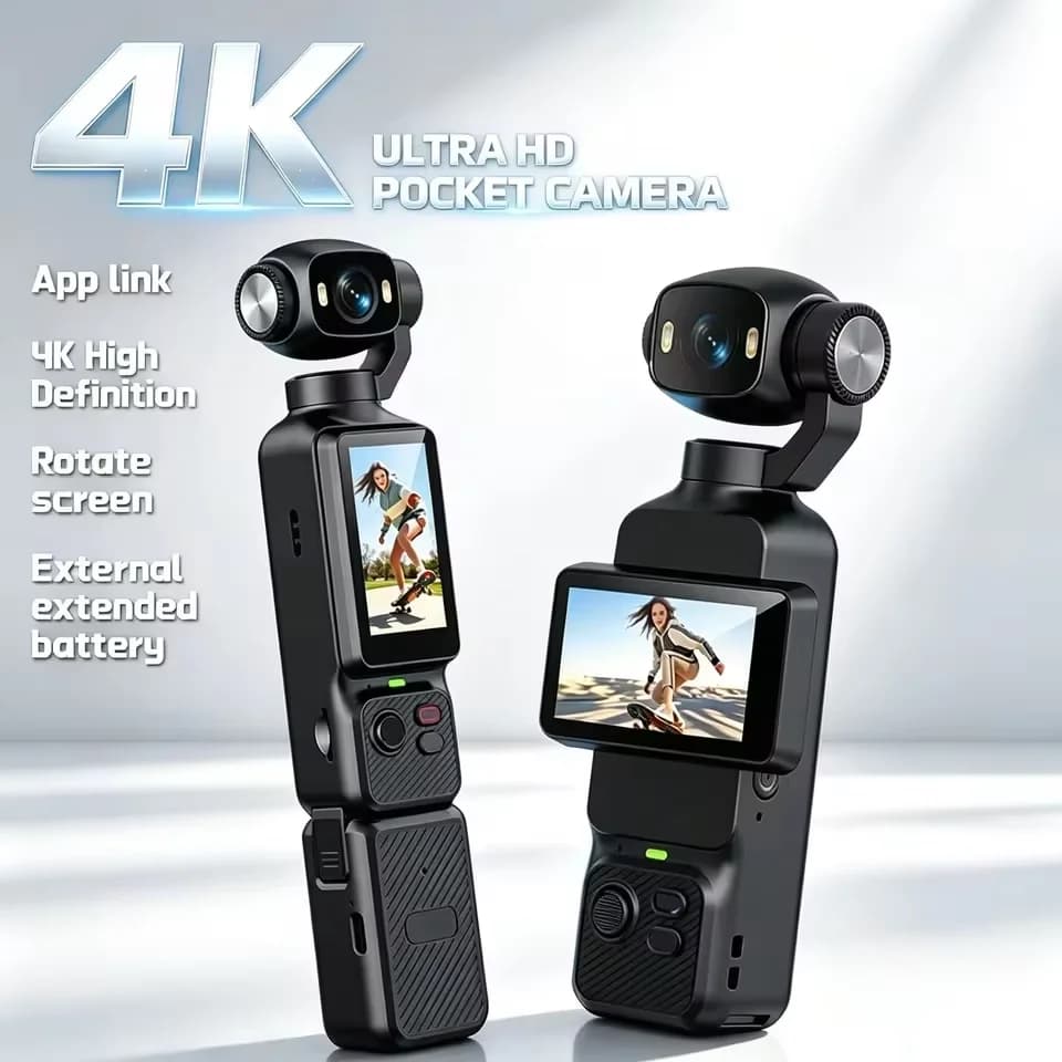 New 4K Handheld Gimbal Action Camera HD 180 Rotatable Lens Anti Shake Pocket Vlog Camera with Fill Light For Outdoor Sports 2026