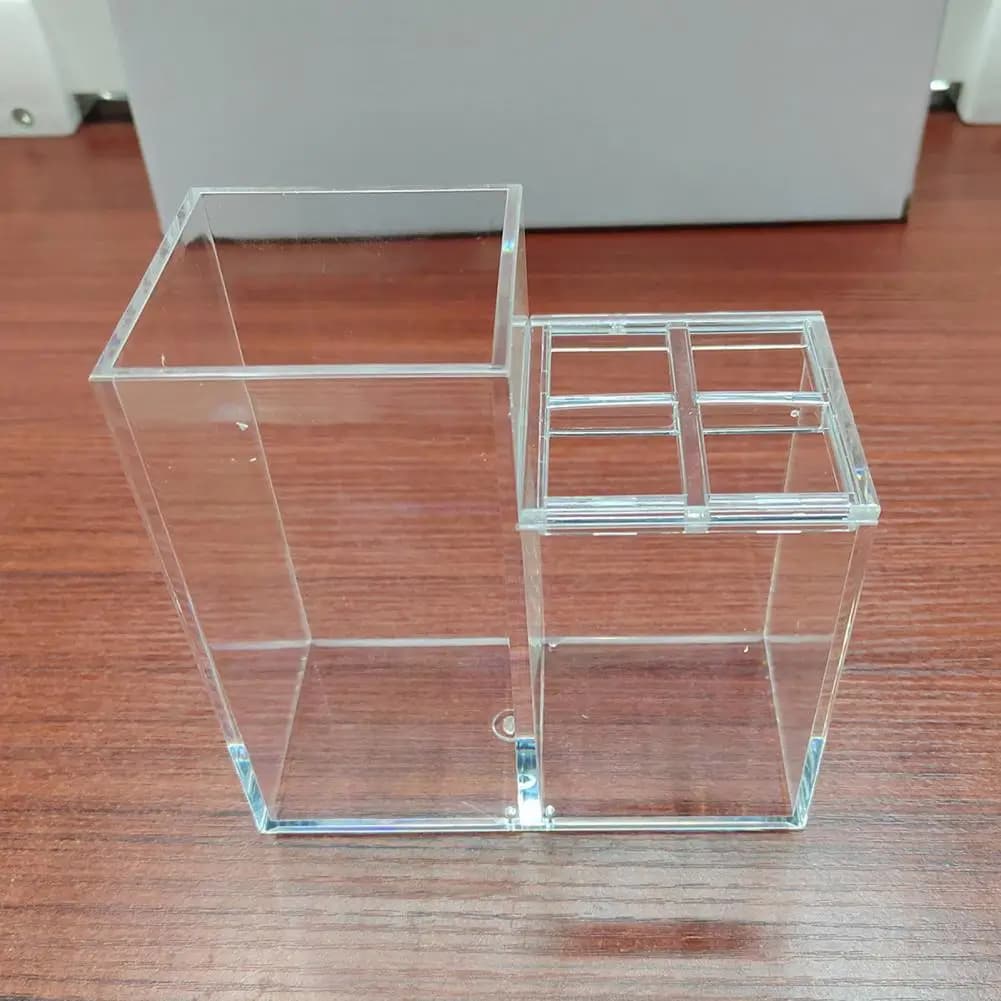 Toothbrush Caddy Acrylic Toothbrush Holder with Drain Holes Multi-compartment Makeup Brush Organizer Transparent Toothpaste Pen