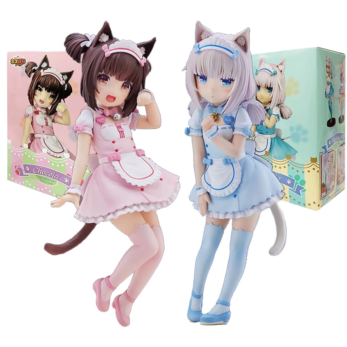 18CM Cat Maid Anime NEKOPARA Figura Cioccolatini Vaniglia Cute Pretty Cat Style Modello PVC Statico Giocattoli per bambini Bambola regalo da collezione