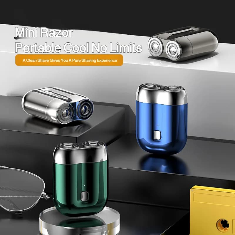 Mini quick charging electric shaver, portable, pocket-sized, for dry and wet use, travel shaver for man, rechargeable via USB, beard trimmer