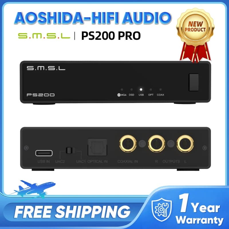 SMSL PS200 PRO DAC Convertitore audio multifunzionale DAC ad alta risoluzione MQA DSD512 Doppio decodificatore ES9039Q2M per musica domestica in auto