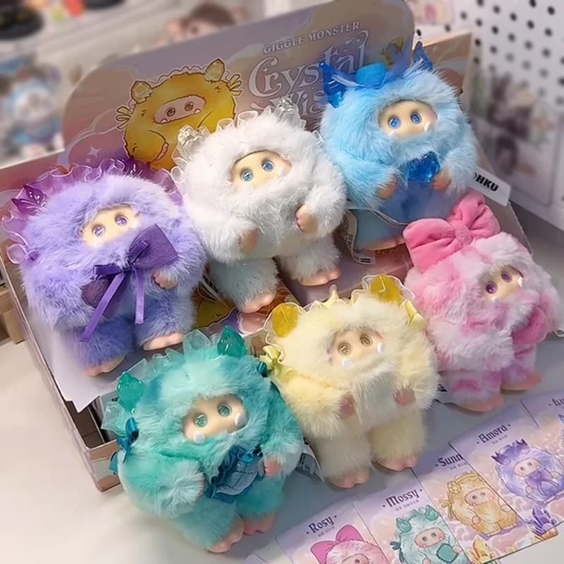 Giggle Monster Blind Box Giggle Monster Crystal Wish Series Blind Doll Plush Mystery Box Anime Figure Bag Pendent Keychain Gifts