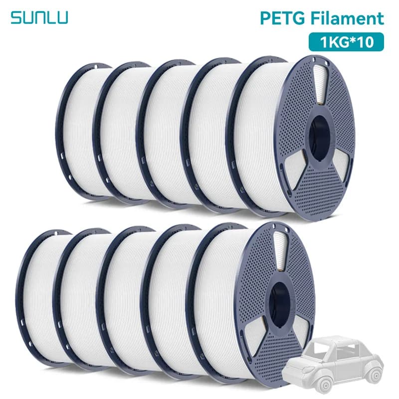 Filamento 3D SUNLU PETG/PLA/PLA PLUS 1.75mm 10KG Nero Bianco Grigio Senza Grovigli con Bobina Riutilizzabile per la Maggior Parte delle Stampanti FDM