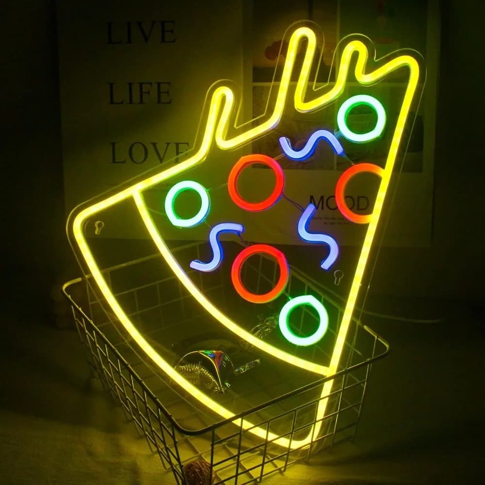 Insegna al neon a forma di pizza, insegne al neon a LED alimentate tramite USB, per la cucina di Pizzeria, ristorante, bar, feste, pub, decorazione fresca della camera da letto
