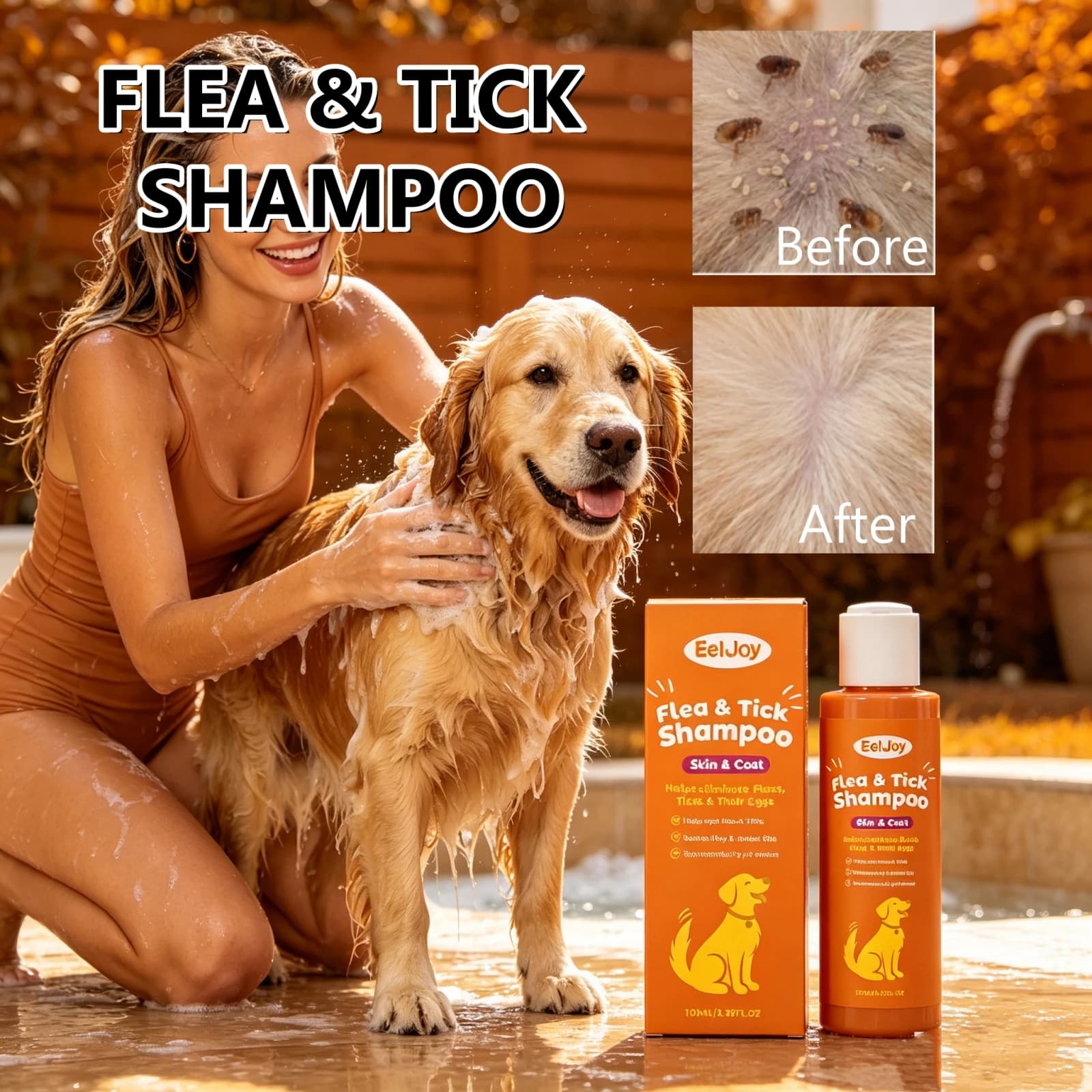 Shampoo Antiparassitario per Animali Domestici, Pulisce il Pelo, Elimina Pulci e Zecche, Repellente per Parassiti, Lenisce la Pelle Irritata, Shampoo Delicato per Cani e Gatti