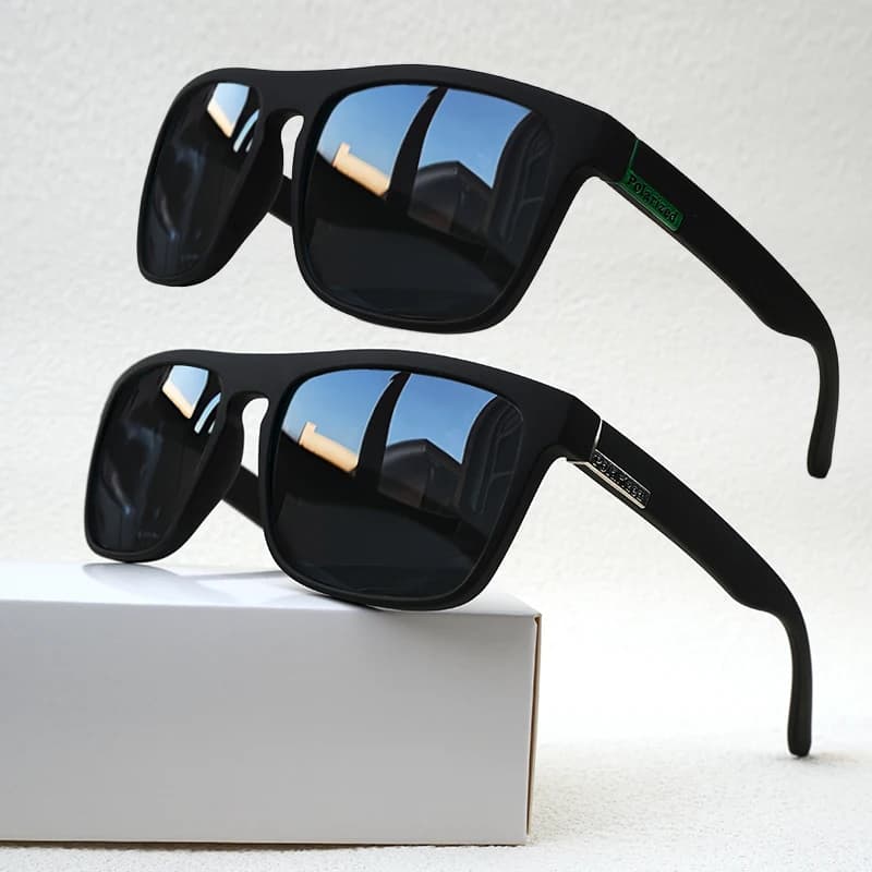 2 Pairs of Fashionable Square Sunglasses, Men's Retro Plastic Sunglasses, Women's Stylish Black Sports Sunshade Glasses, Uv400