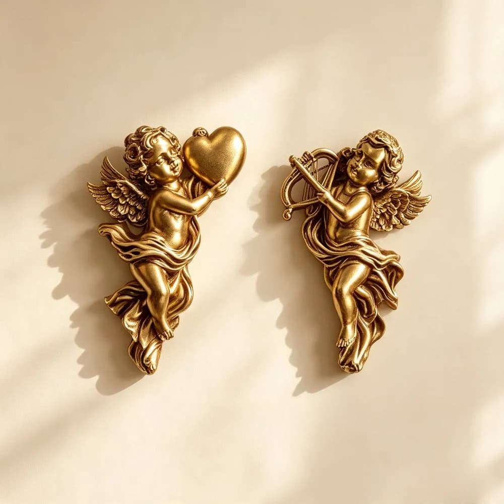 Resin Angel Wall Hanging Figurine 3D Sculpture Ornaments for Room Decoration Aesthetic Home Decor Golden Angel Pendant