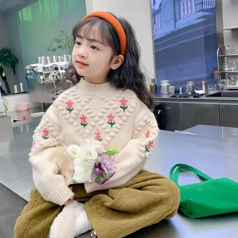 Set di cappotti casual Kawaii Moda Abbigliamento per bambini Maglione per ragazze Nuovo outfit autunno inverno Top in maglia Elegante bambino alla moda