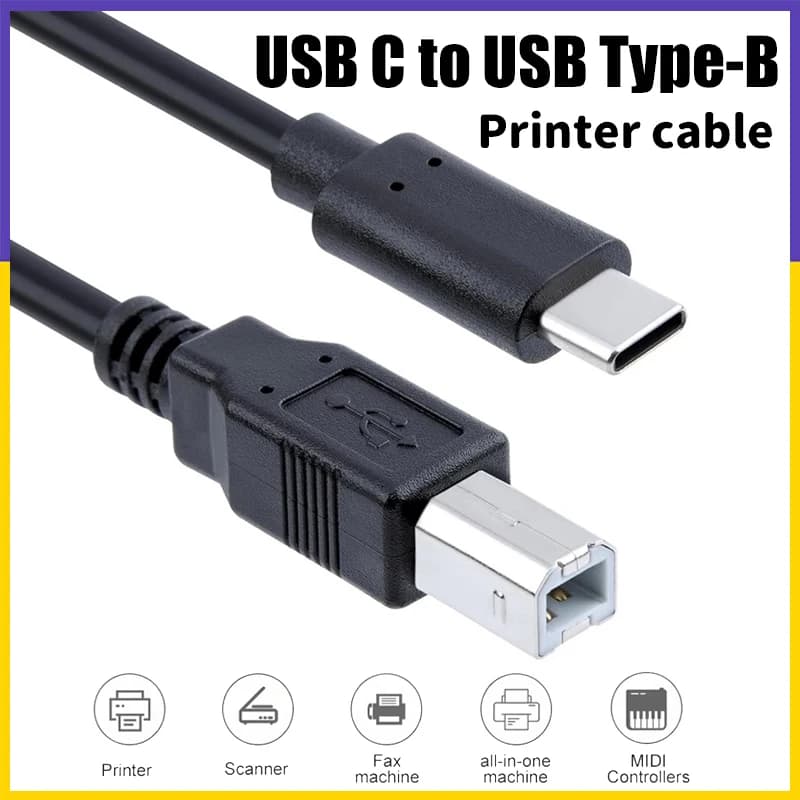 Cavo USB C a USB tipo B 2.0 per stampante HP Canon Epson Dell, cavo di sincronizzazione dati per stampante/scanner di tipo C