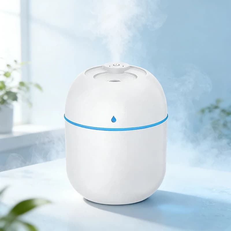 Umidificatore portatile a goccia d'acqua Umidificatore per atomizzazione d'aria interna da tavolo USB bianco Umidificatore a spruzzo grande muto per uso domestico