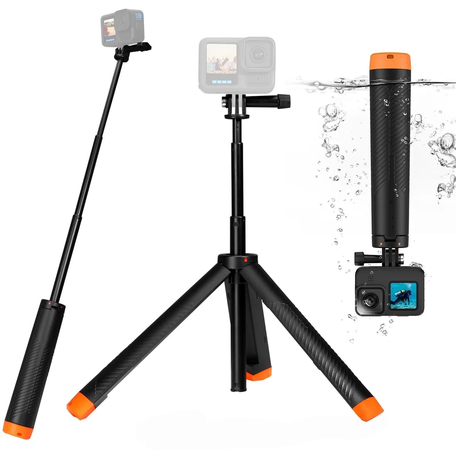 Underwater Floating Bar, Extensible Selfie Auction and Tripod for Gopro Action Cameras, Insta360, DJI OSMO
