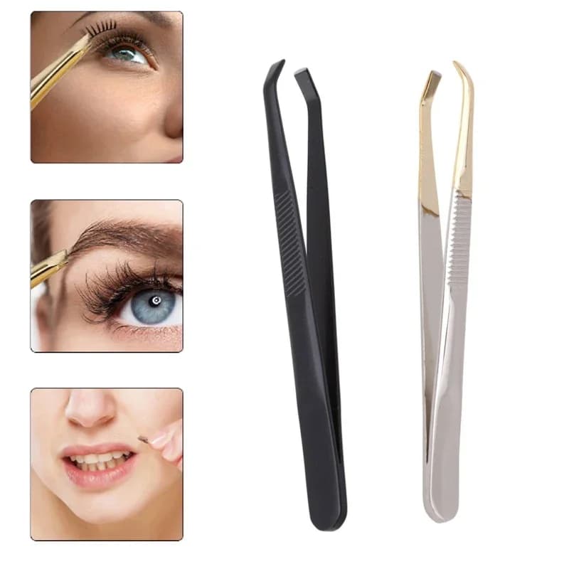 Slant Tip Eyebrow 1PCS Eyebrow Tweezers Facial Hair Removal Clip Stainless Steel Flat Eyelash Makeup Tweezer Beauty Tools