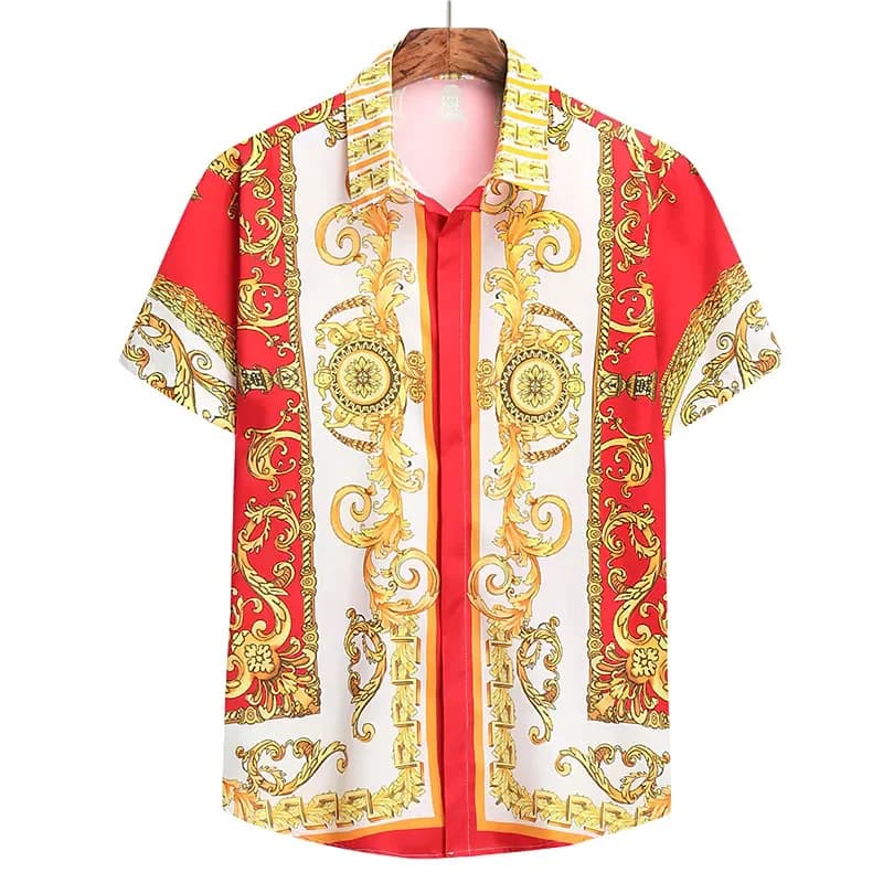 Camicia hawaiana barocca con stampa 3D di lusso moda uomo vacanze estive maniche corte allentato Streetwear camicetta con bottoni con risvolto vestiti
